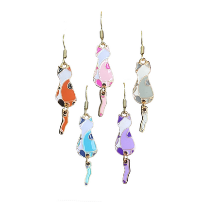 Abstract Sitting Kitty Dangle Earrings