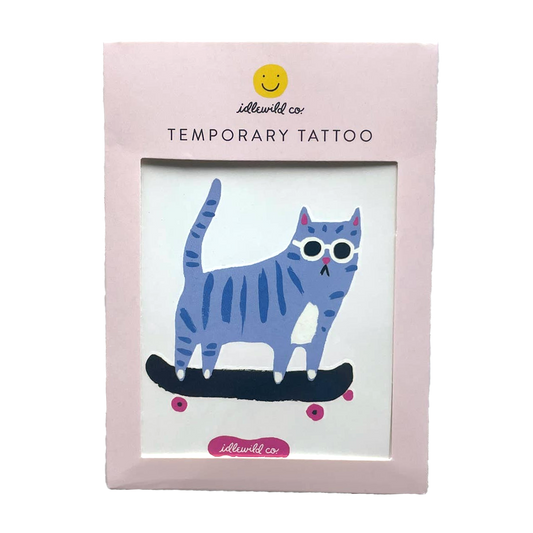 Skater Cat Temporary Tattoo