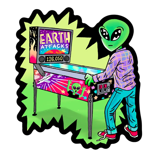 Pinball Alien Sticker