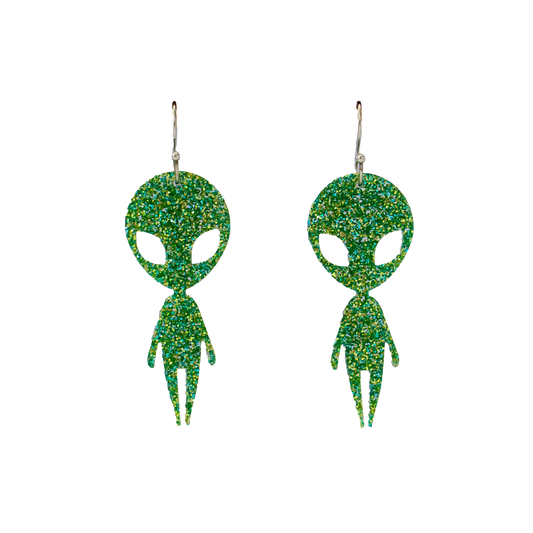 Alien Glitter Acrylic Dangle Earrings