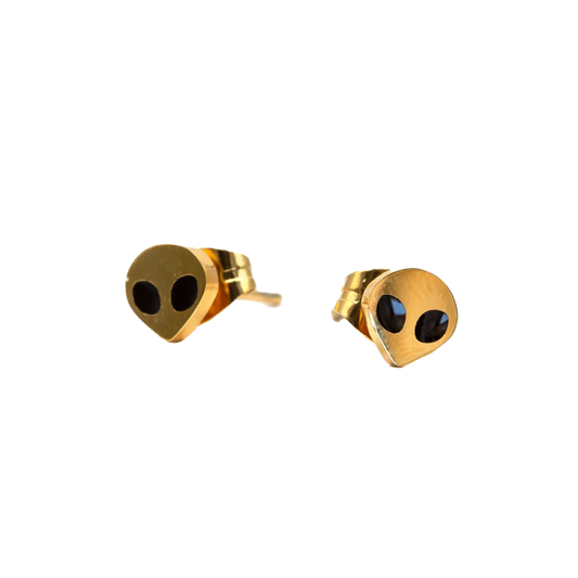 Gold Alien Micro Stud Earrings