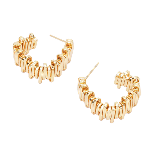 Abstract Gold Plated Hoop Earrings