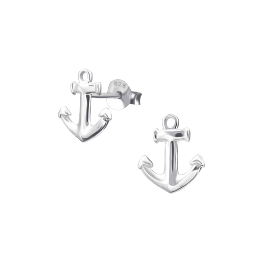 Anchor Sterling Silver Post Earrings