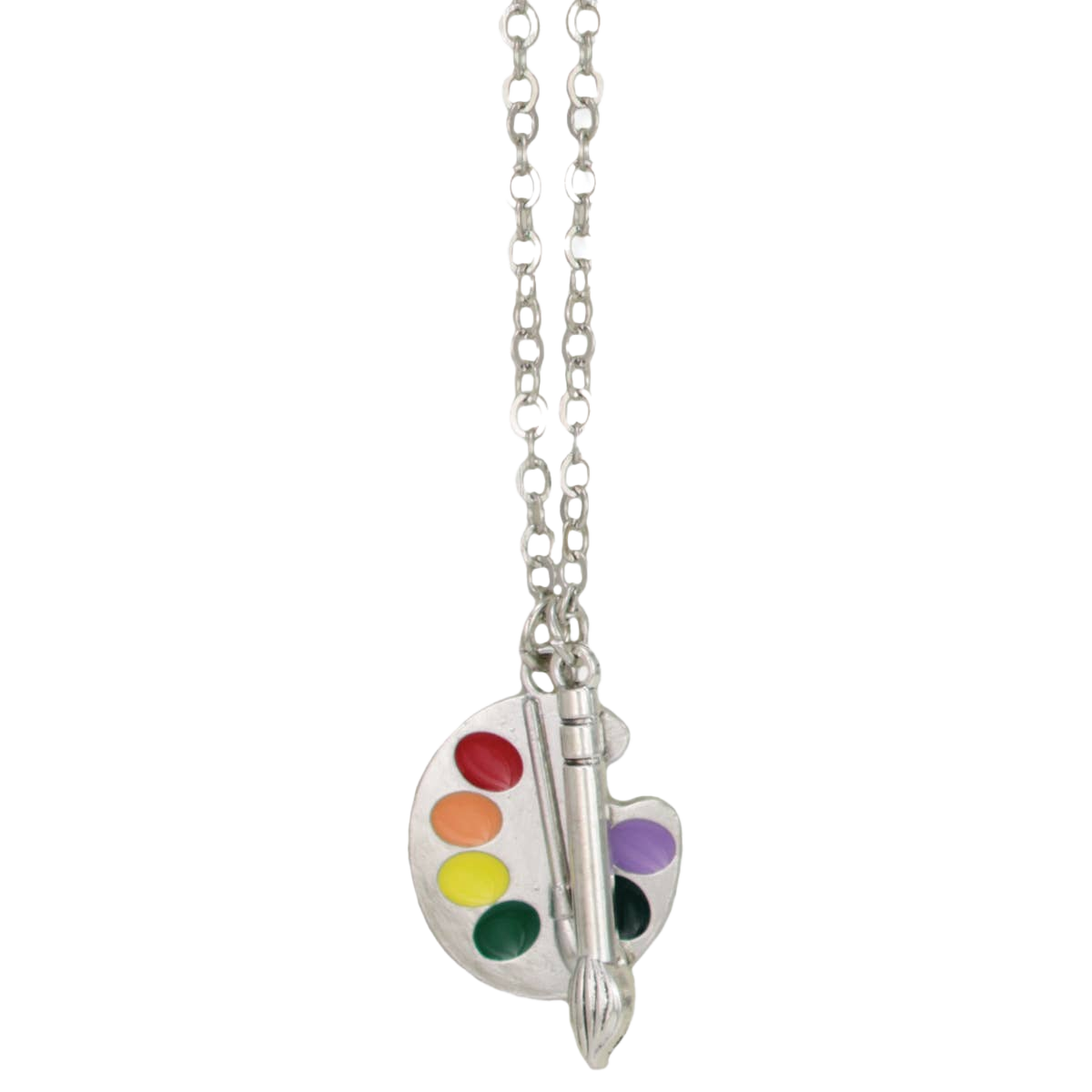 Artist's Tools Palette & Brush Silver Necklace