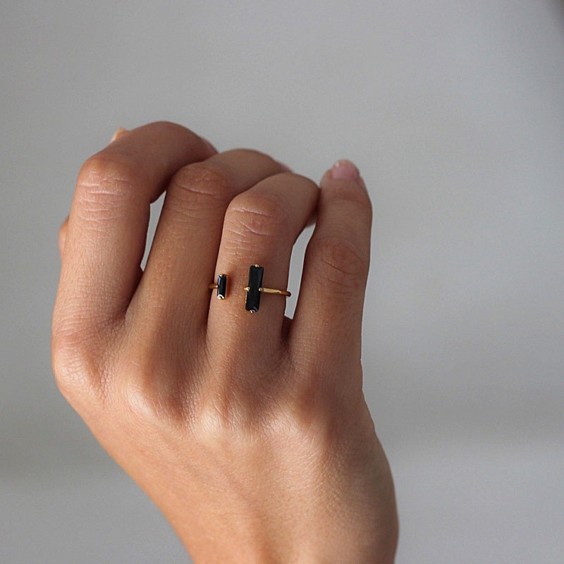 Double Black Baguette Ring