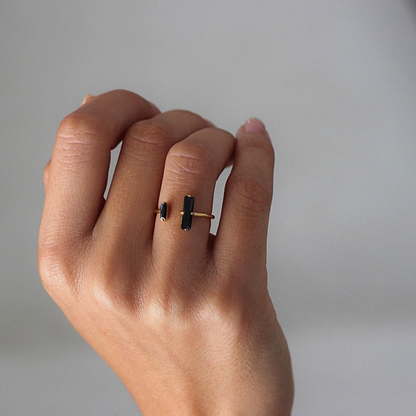 Double Black Baguette Ring