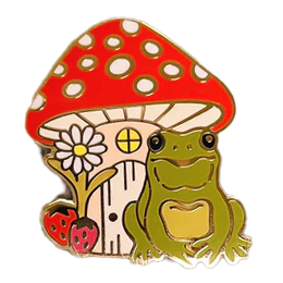 Frog and Mushroom Enamel Pin
