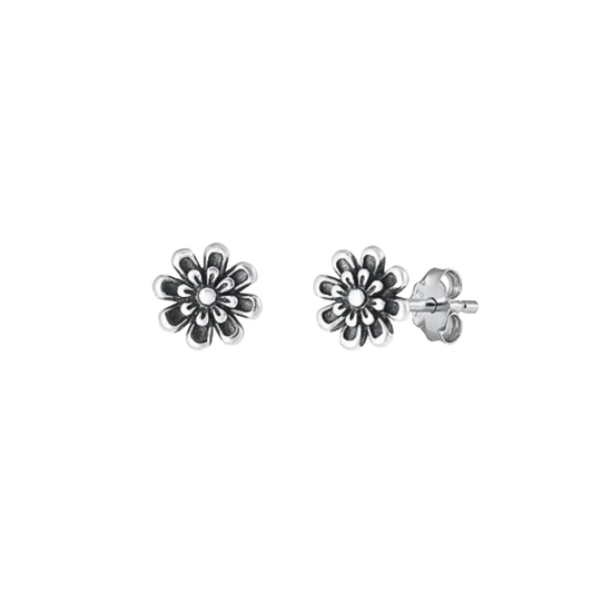 Bali Flower Sterling Silver Post Earrings