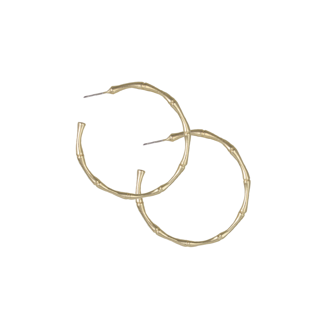 Classic Gold Bamboo Hoop Earrings