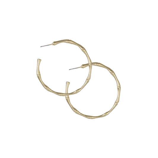 Classic Gold Bamboo Hoop Earrings
