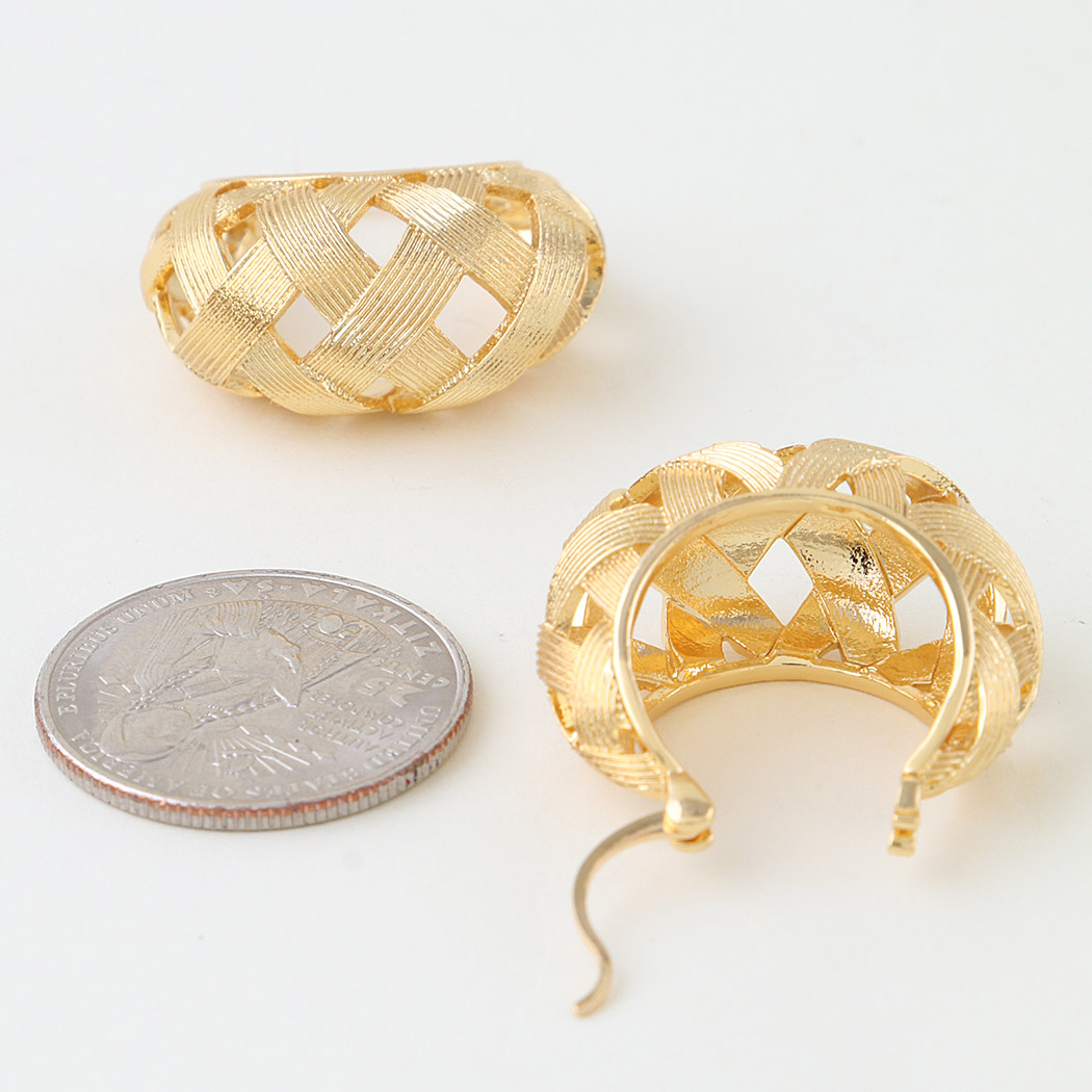 Polished Basket Weaved Hoop Earrings