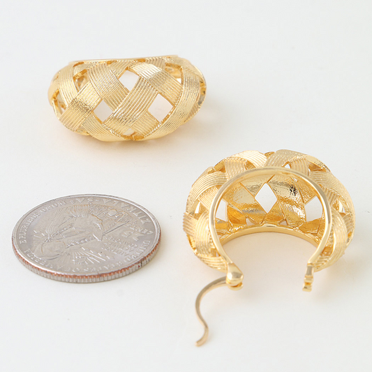Polished Basket Weaved Hoop Earrings