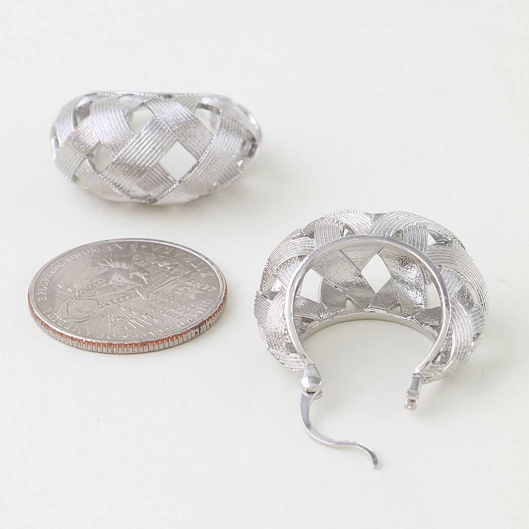 Polished Basket Weaved Hoop Earrings