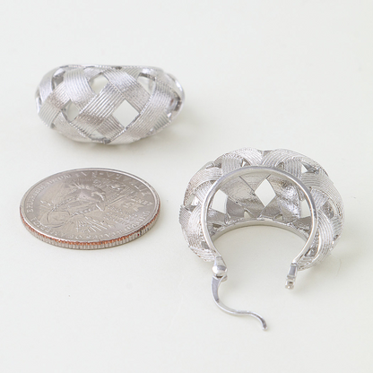 Polished Basket Weaved Hoop Earrings