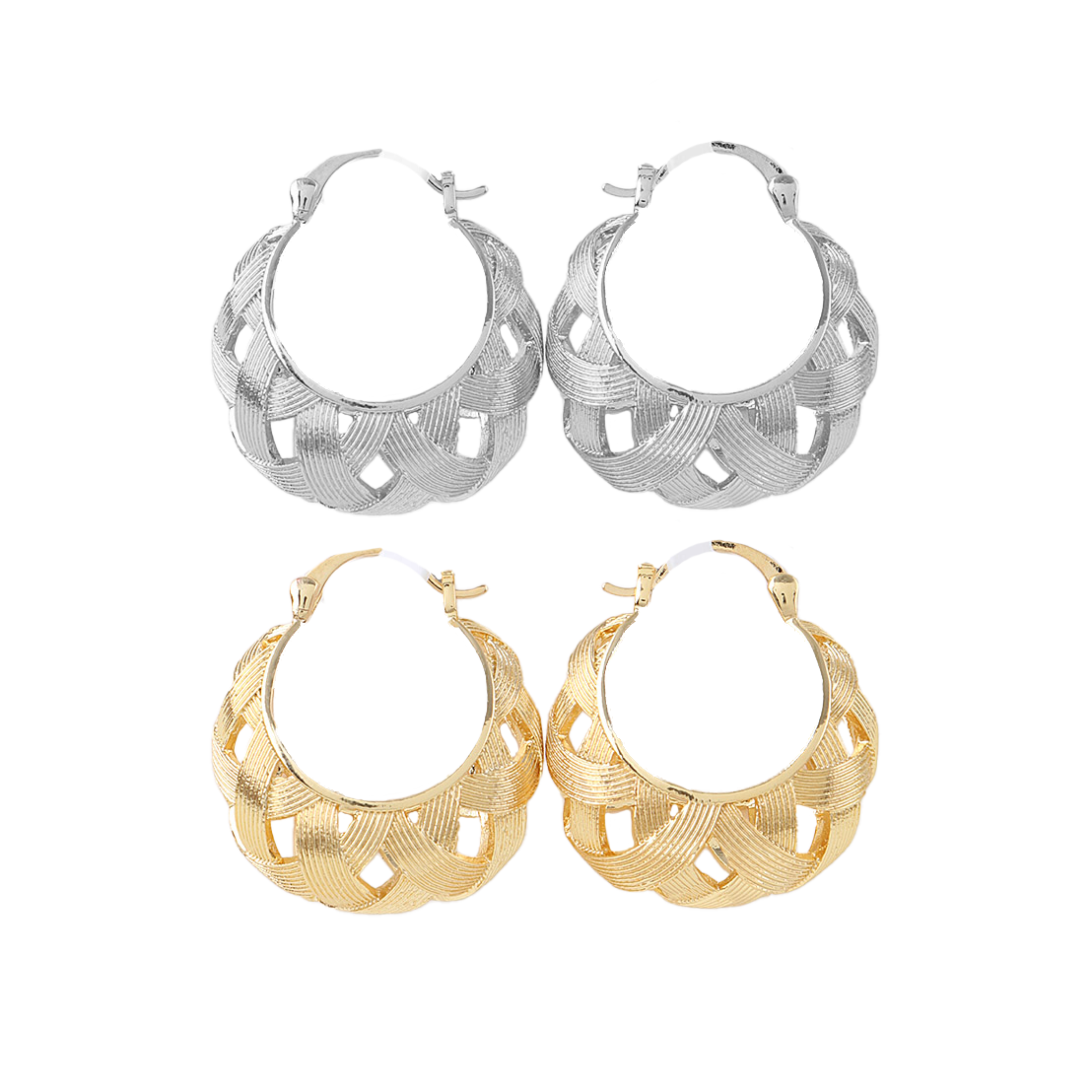 Polished Basket Weaved Hoop Earrings