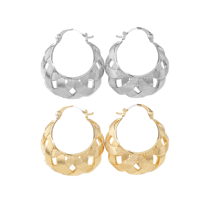 Polished Basket Weaved Hoop Earrings
