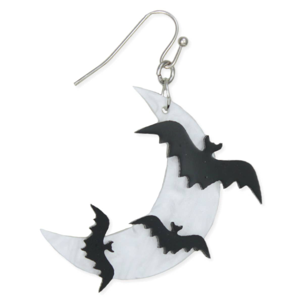 Night Flight Bats Crescent Moon Dangle Earrings