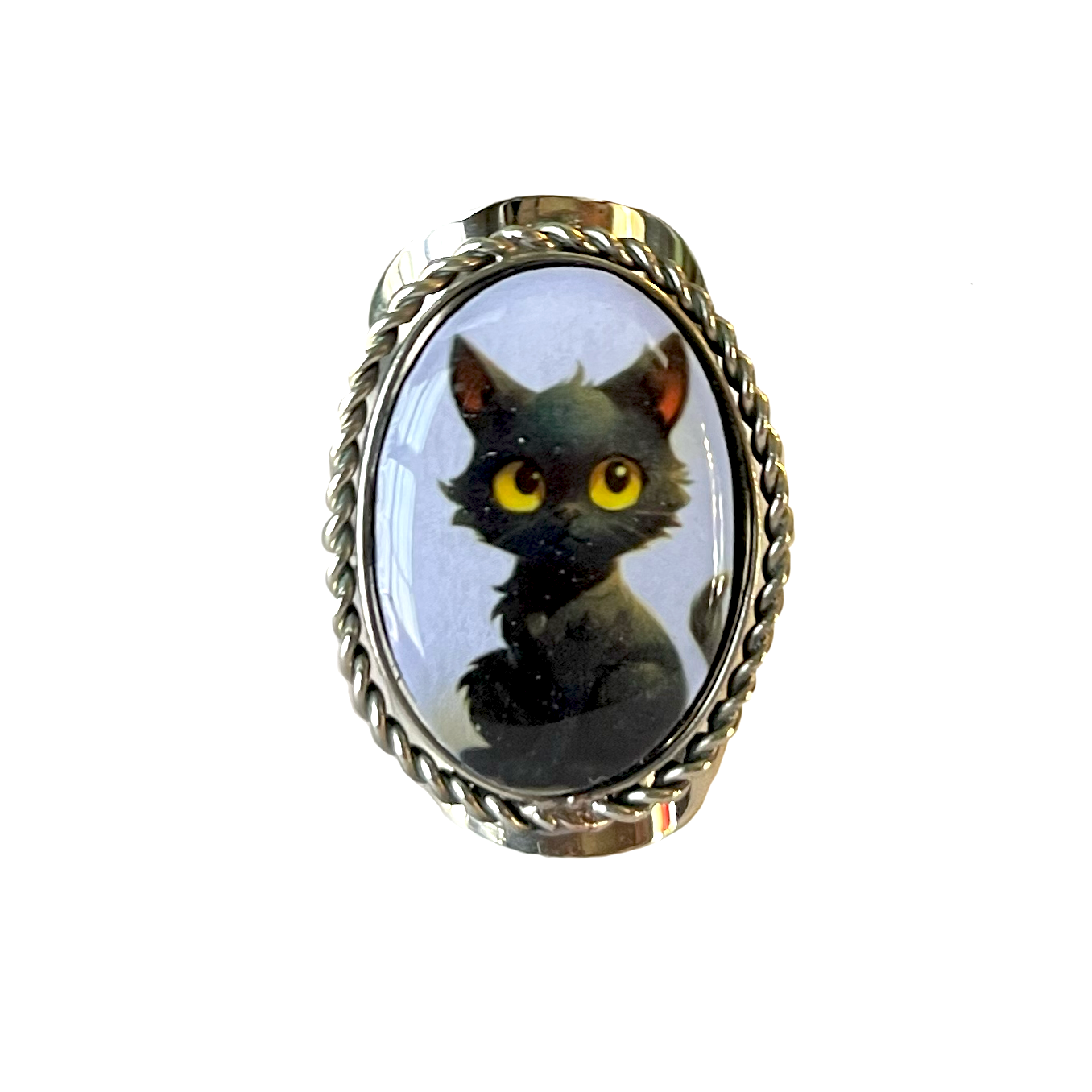 Black Cat Adjustable Ring