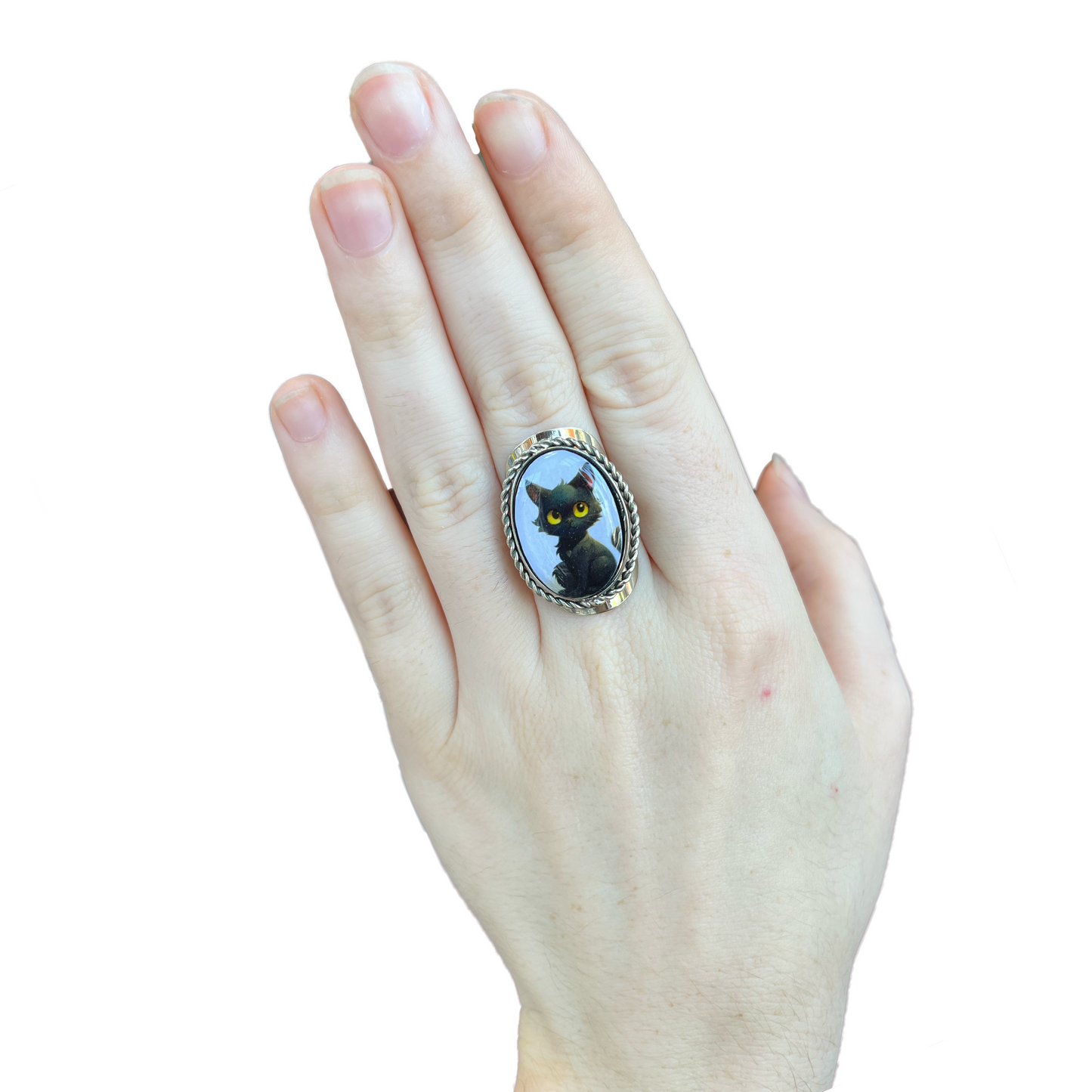 Black Cat Adjustable Ring