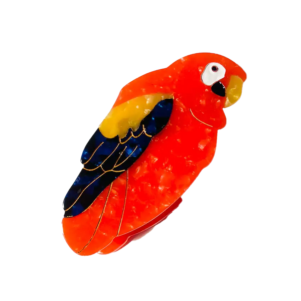 Red Parrot Painted Hair Claw Clip