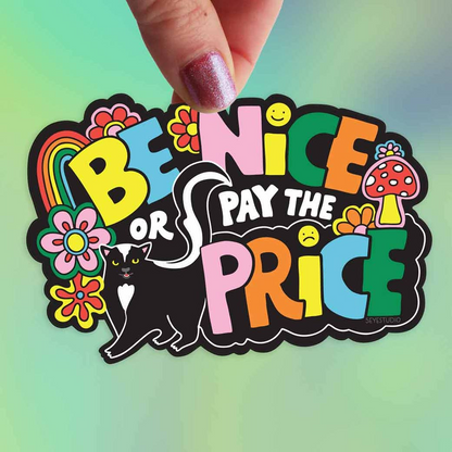 Be Nice Retro Skunk Vinyl Sticker