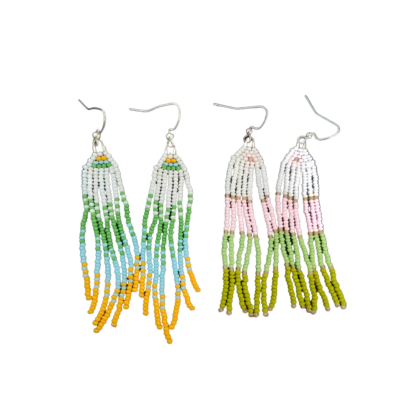 Color Block Beaded Dangle Earrings
