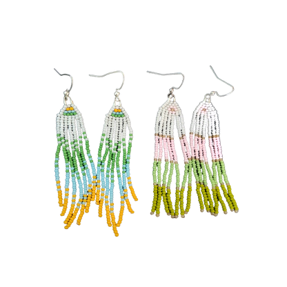 Color Block Beaded Dangle Earrings