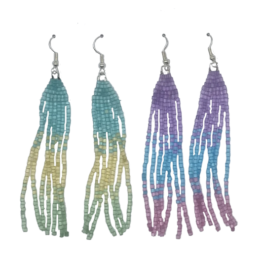 Mermaid Fringe Beaded Dangle Earrings