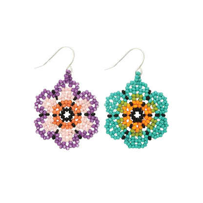 Summer Bouquet Beaded Flower Dangle Earrings