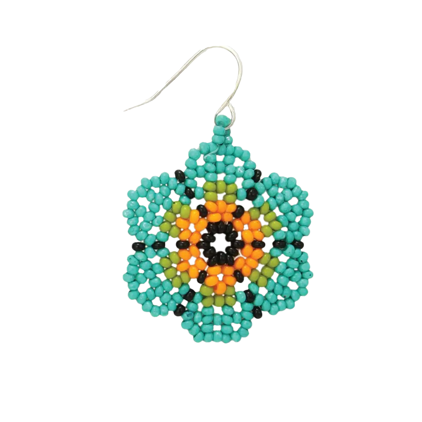 Summer Bouquet Beaded Flower Dangle Earrings