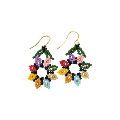 Spring Bloom Beaded Flower Dangle Earrings