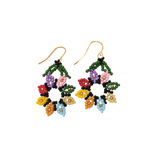 Spring Bloom Beaded Flower Dangle Earrings