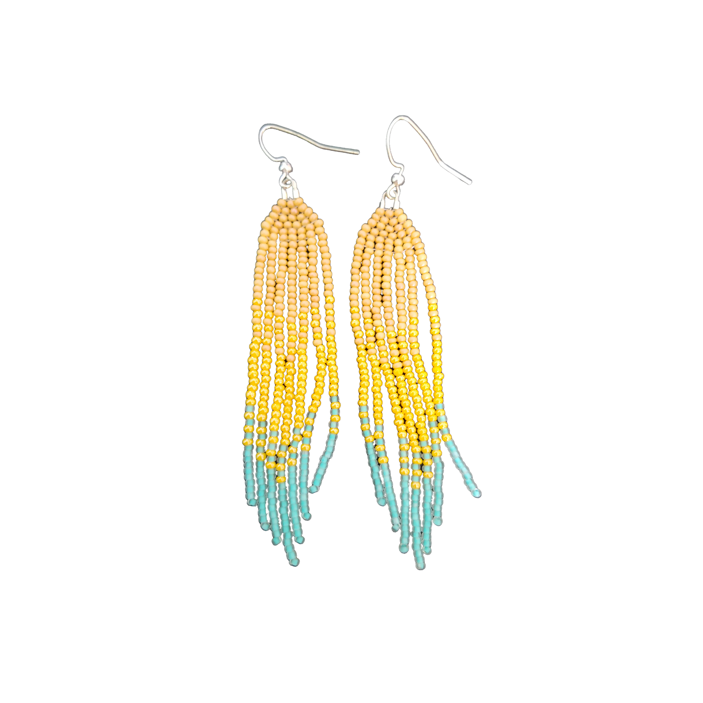 Long Fringe Beaded Dangle Earrings