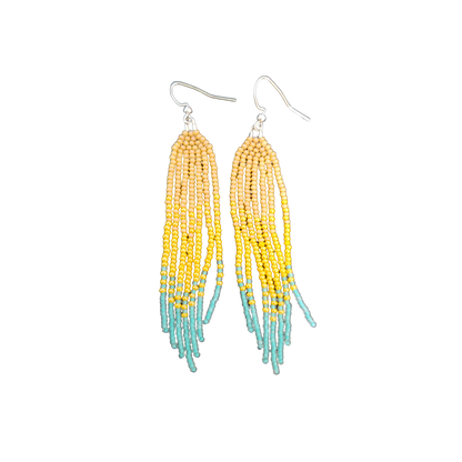 Long Fringe Beaded Dangle Earrings