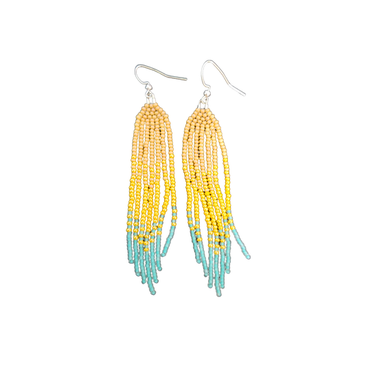Long Fringe Beaded Dangle Earrings