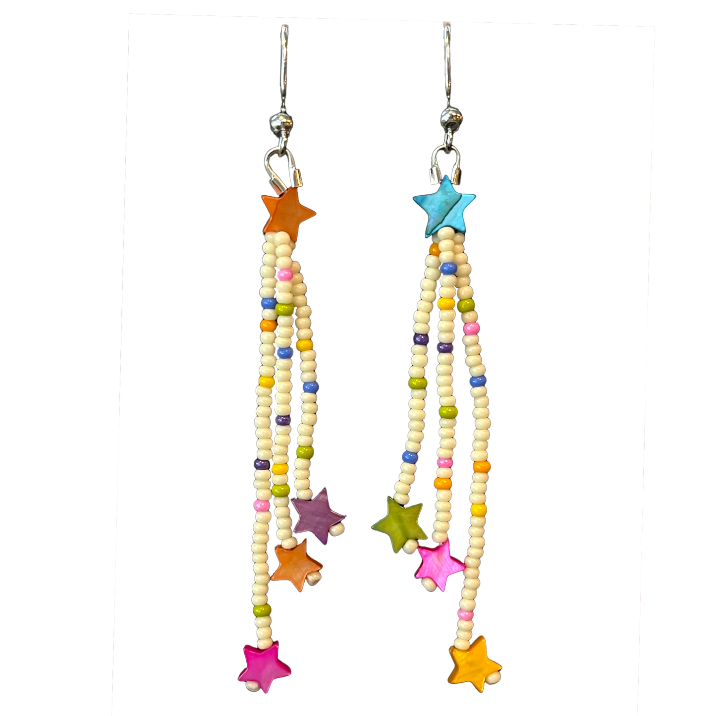 Star Fringe Beaded Dangle Earrings
