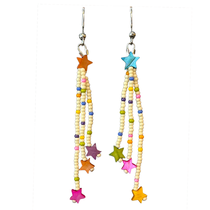 Star Fringe Beaded Dangle Earrings