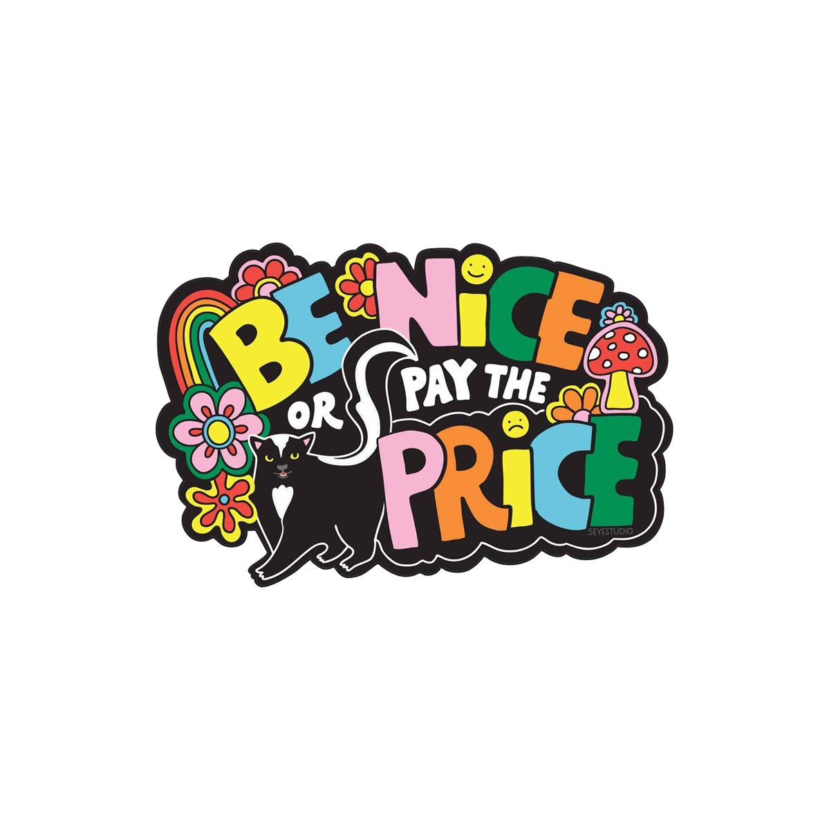 Be Nice Retro Skunk Vinyl Sticker