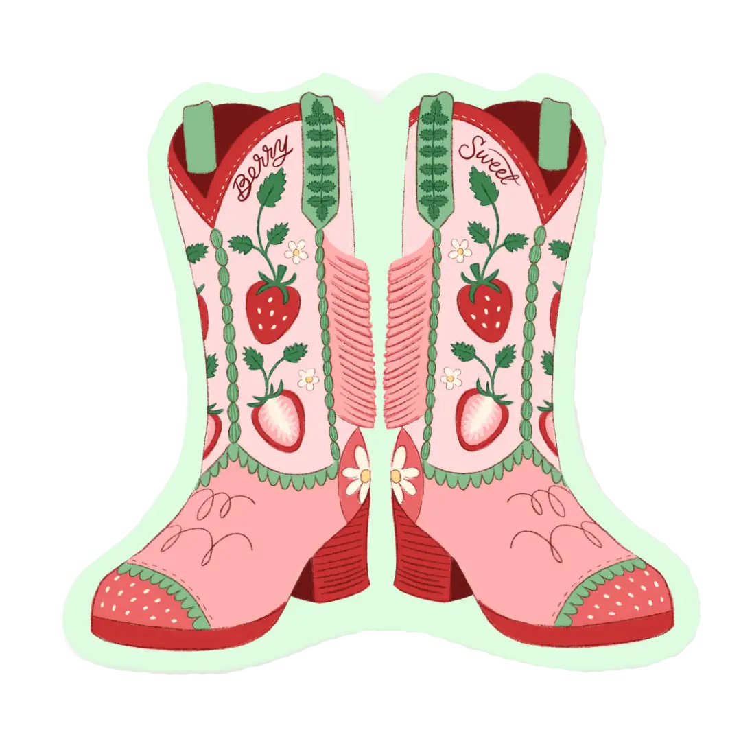 Berry Sweet Cowboy Boots Sticker