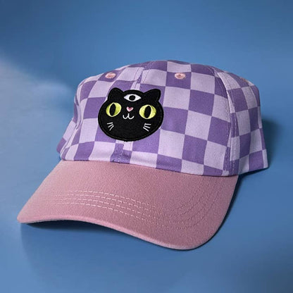 Black Cat Checkerboard Hat