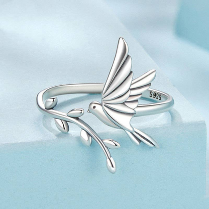 Bird Tree Leaf Branch Bypass Ring