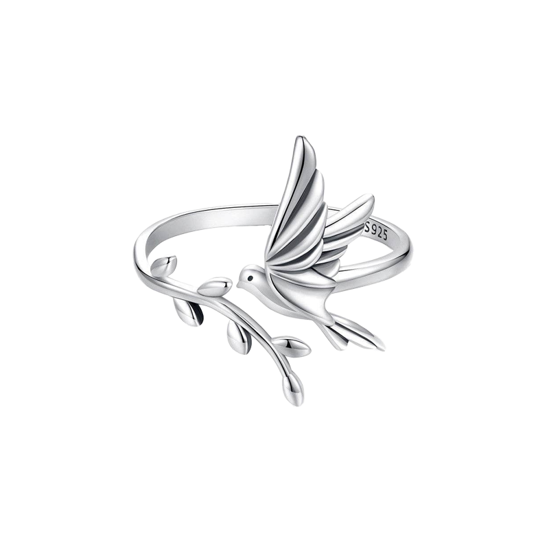 Bird Tree Leaf Branch Bypass Ring
