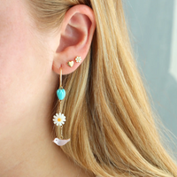 Turquoise and Mother of Pearl Totem Hoop Earrings