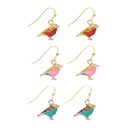 Morning Bird Colorful Bird Dangle Earrings