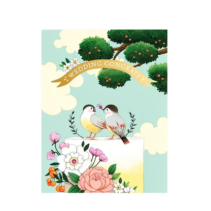 Birds on Cake Wedding Card
