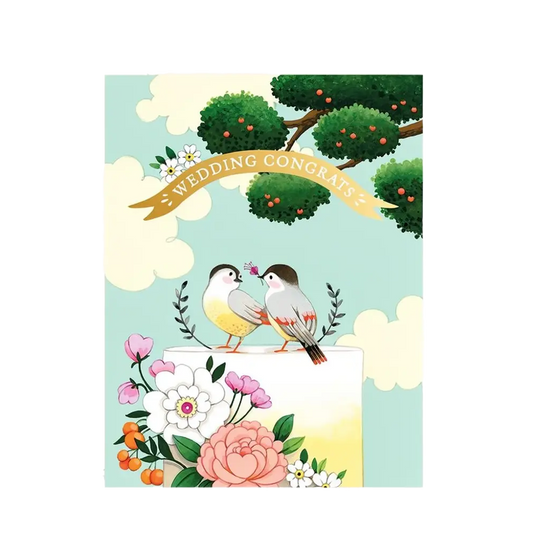 Birds on Cake Wedding Card