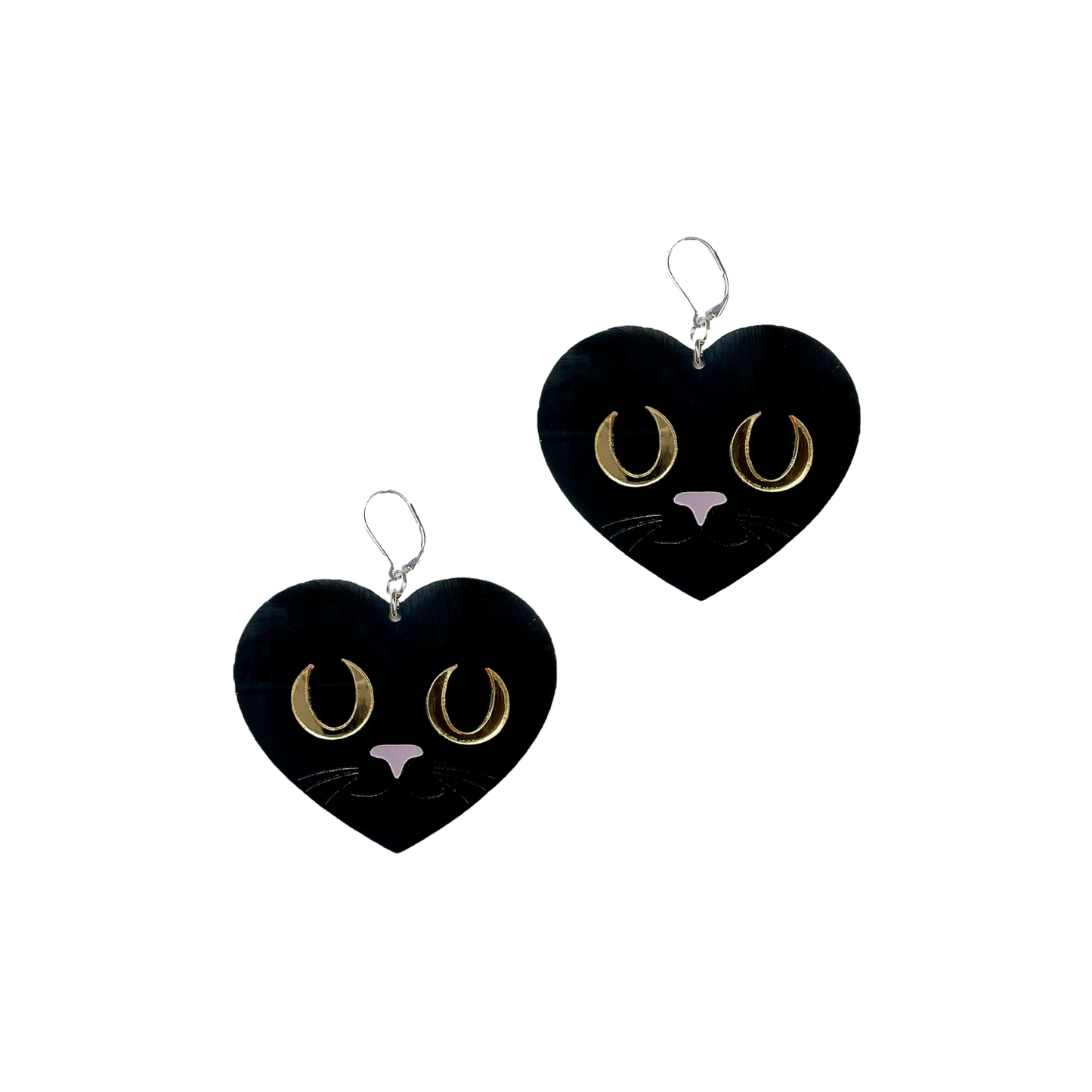 Black Cat Love Dangle Earrings