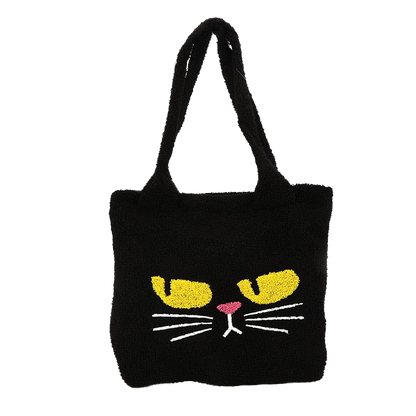 Black Cat Furry Tote