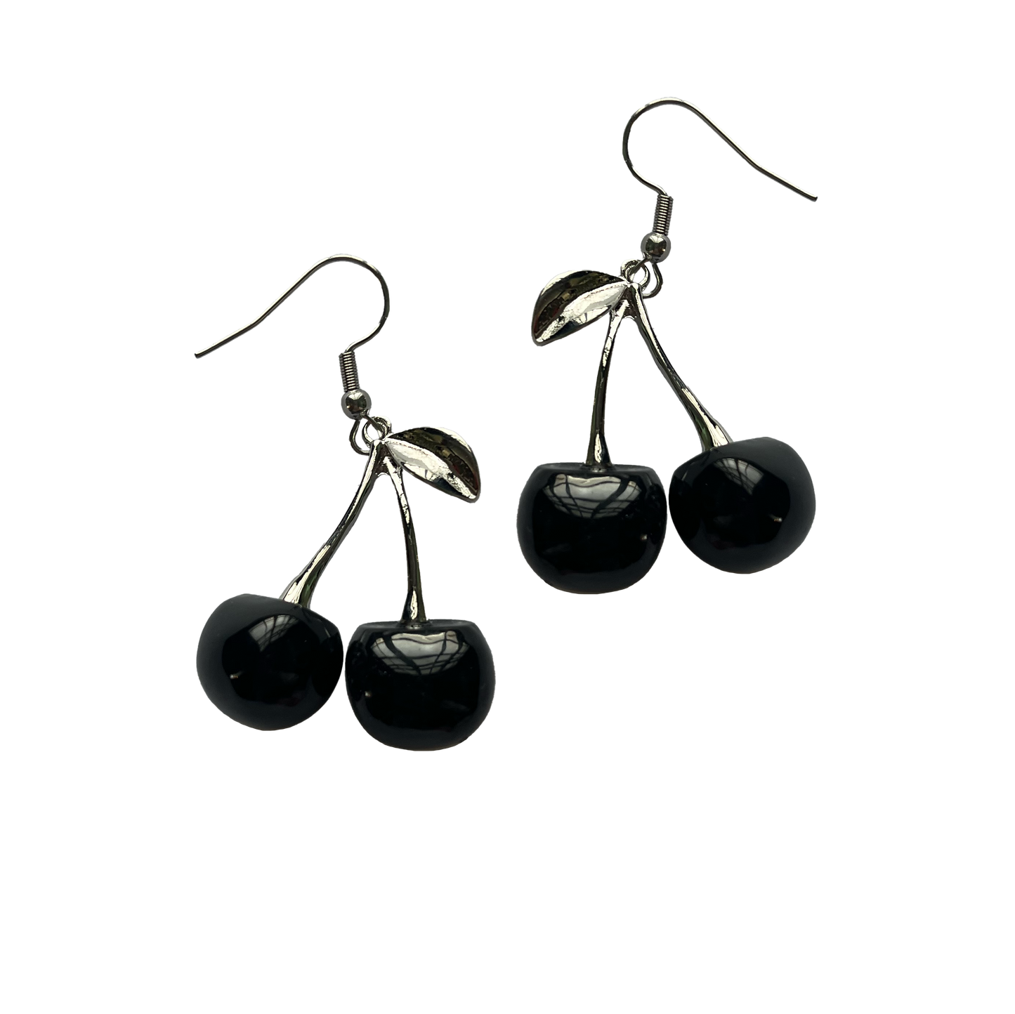 Silver Black Cherry Dangle Earrings