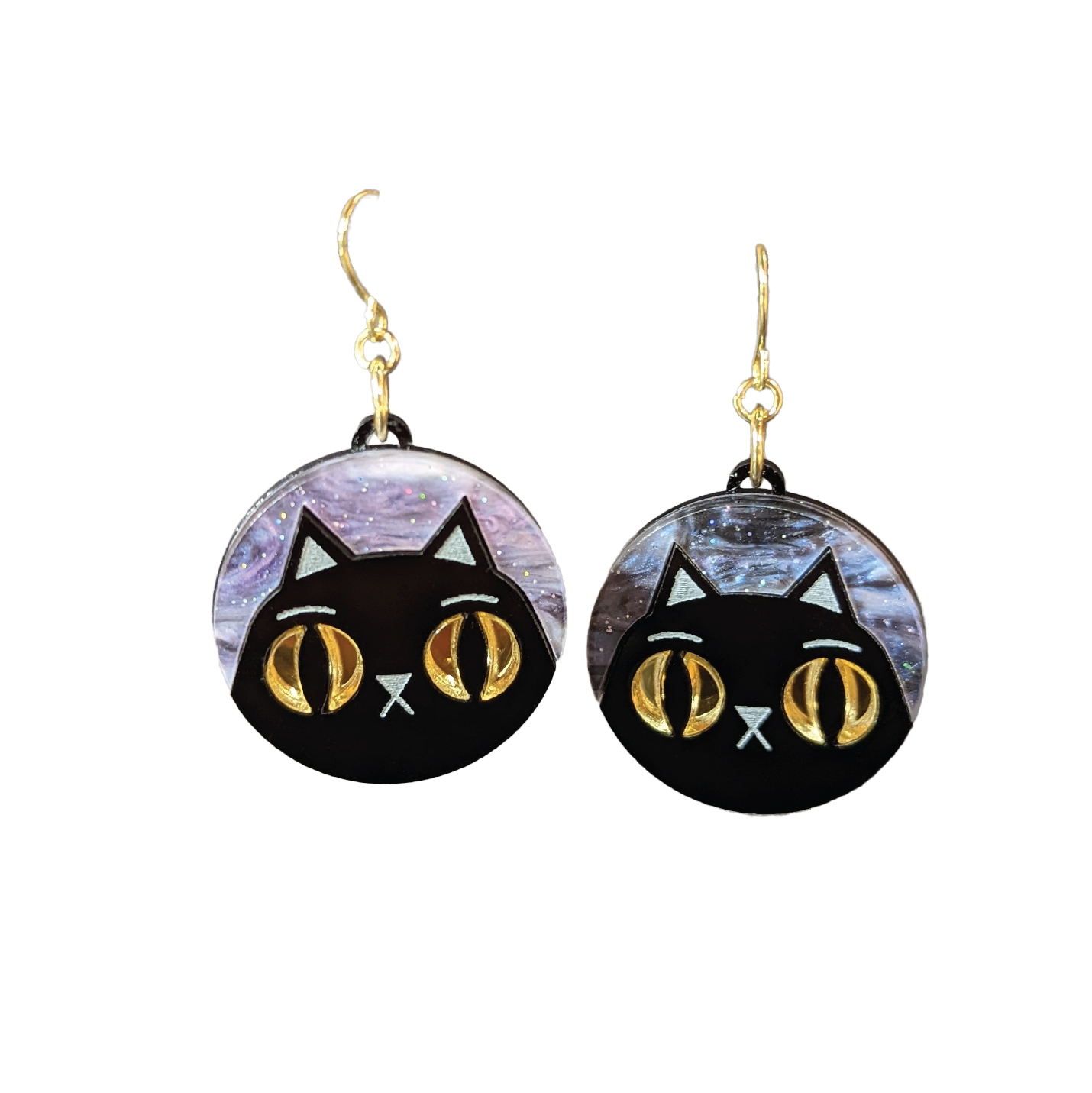 Black Cat Witchy Dangle Earrings